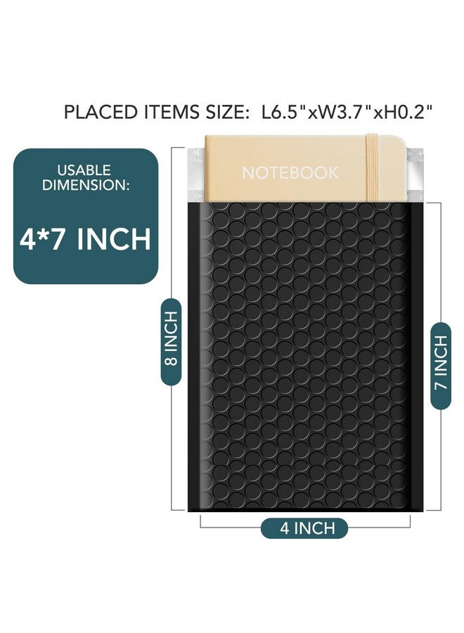 Metronic 200Pack Bubble Mailers 4X8 Inch Padded Envelopes Waterproof Black Padded Mailers Self Seal Adhesive Bubble Envelopes For Shipping Jewelry Makeup Small Business, Bubble Mailers Usable Size 4X7 - Image 2