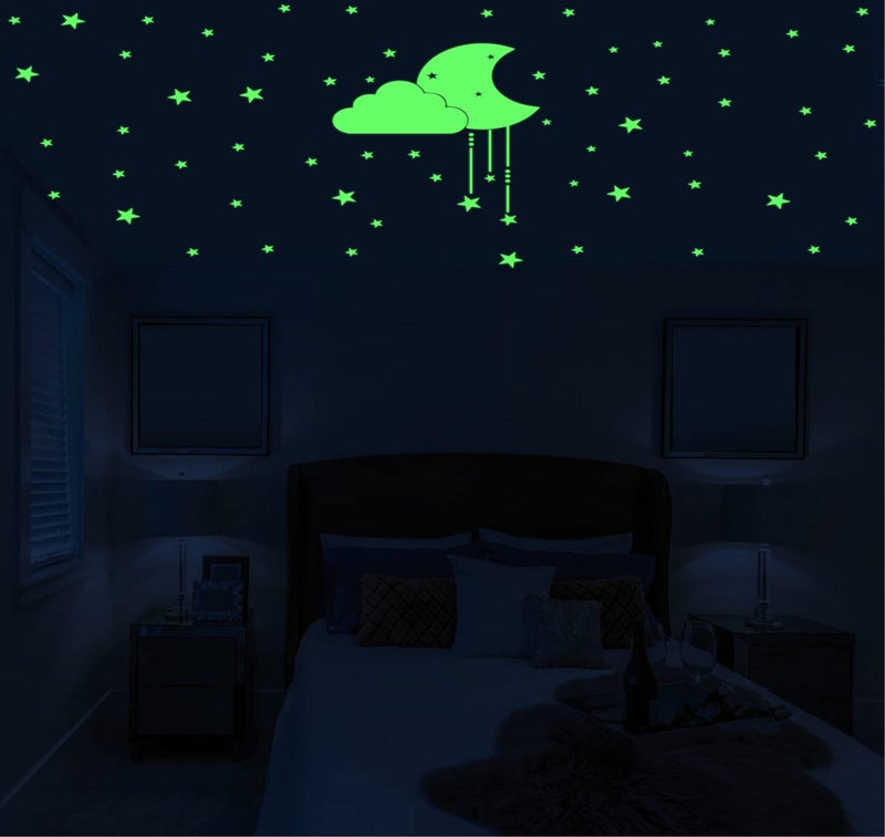 DreamKraft Glow in The Dark Stars and Moon Bedroom Decor & Kids Room Magical Night Glow Sticker Set (23 Cm x 25 Cm) - Image 2