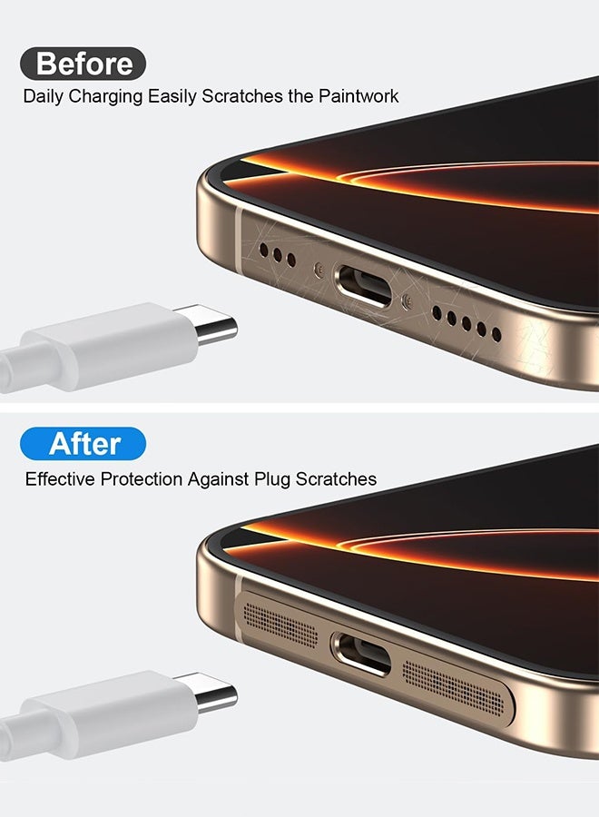 SUNDAREE USB C Dust Plug, Phone Speaker Mesh and Anti Dust Port Cover, Phone Accessories for iPhone 16/16 Plus/16 Pro/iPhone 15/15 Pro Phone Speaker Dust Cover with Cleaning Brush & Clean Alcohol Pack (Gold) - Image 4