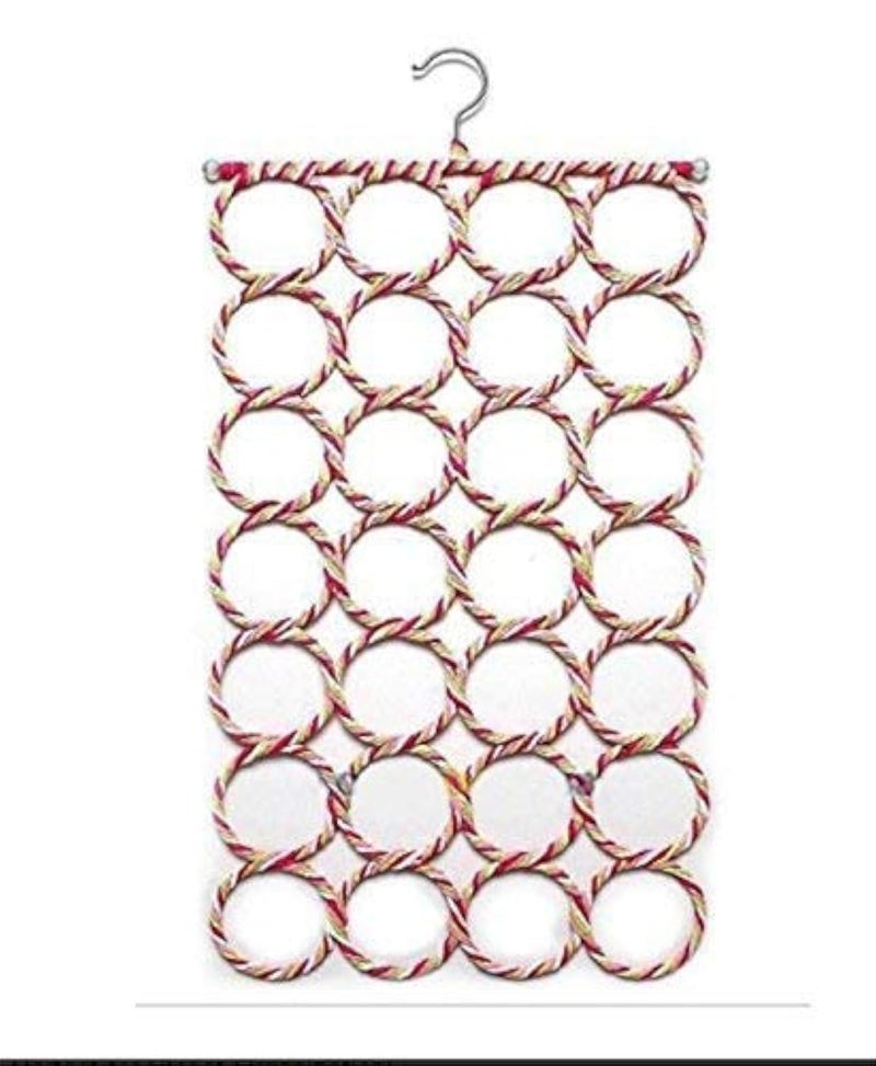 VRCT Metal 28 Ring Round Folding Rope Dupatta Belt Shawl Tie Scarf Hanger Holder Organiser for Wardrobe(1 Pieces, Multicolour) - Image 1