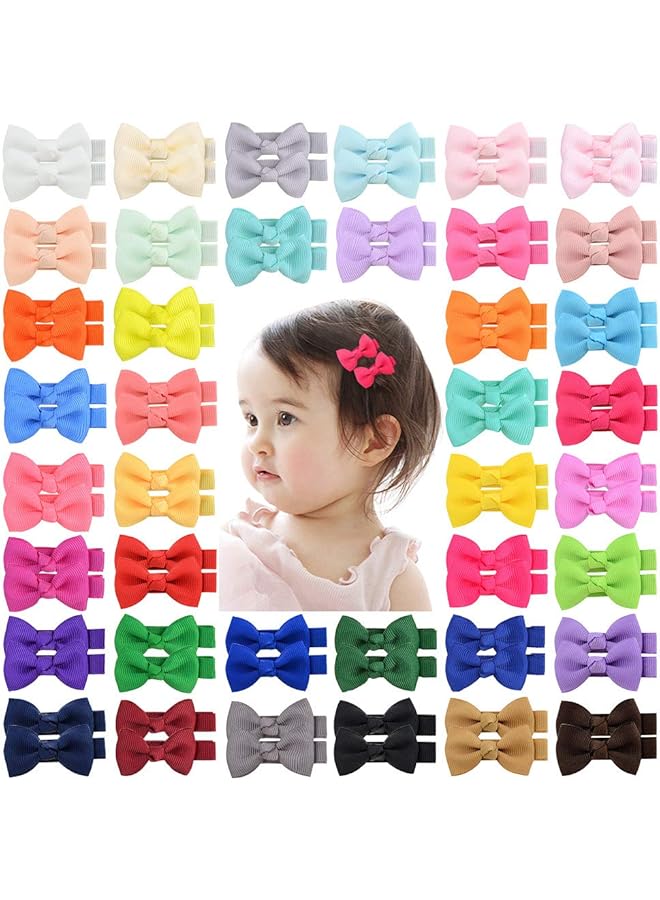 40 قطعة من مشابك شعر الأطفال مقاس 2 بوصة مبطنة بالكامل ومضادة للانزلاق في 40 لونًا للفتيات والرضع والأطفال الصغار (ملون) - Image 1