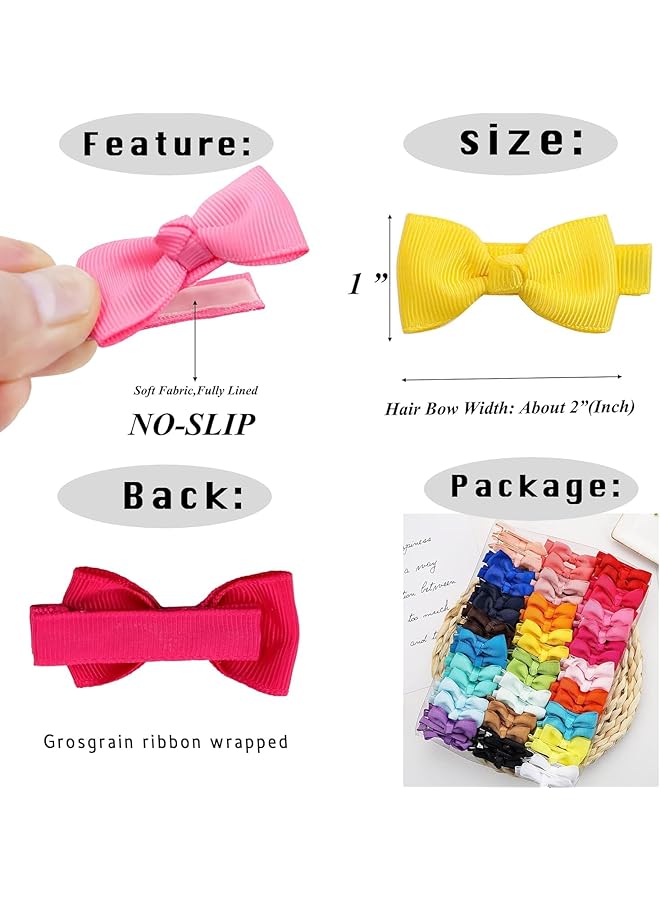40 قطعة من مشابك شعر الأطفال مقاس 2 بوصة مبطنة بالكامل ومضادة للانزلاق في 40 لونًا للفتيات والرضع والأطفال الصغار (ملون) - Image 5