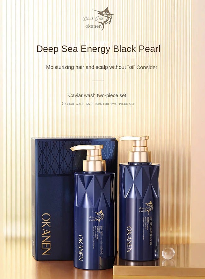 OKANEN Deep Sea Caviar Shampoo and Conditioner Set for Smooth Thick Voluminous Hair Sulfate Free Nourishing Hair Care System Hydrating and Repairing Formula Ideal for All Hair Types - Image 1
