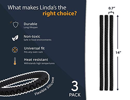 Linda's Essentials Silicone Oven Guards for Racks by Linda’s Essentials (3 Pack) - Heat-Resistant Rack Protectors Shield, Prevents Burns & Scars, Easy to Fit Design, Must-Have Kitchen Safety 14 Inches Long (Black) - Image 2