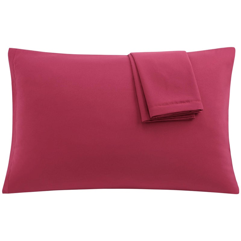 uxcell 2 Pack Pillow Cases Soft 1800 Series Microfiber Pillowcases Set with Zipper Queen(20""x30"") Wine