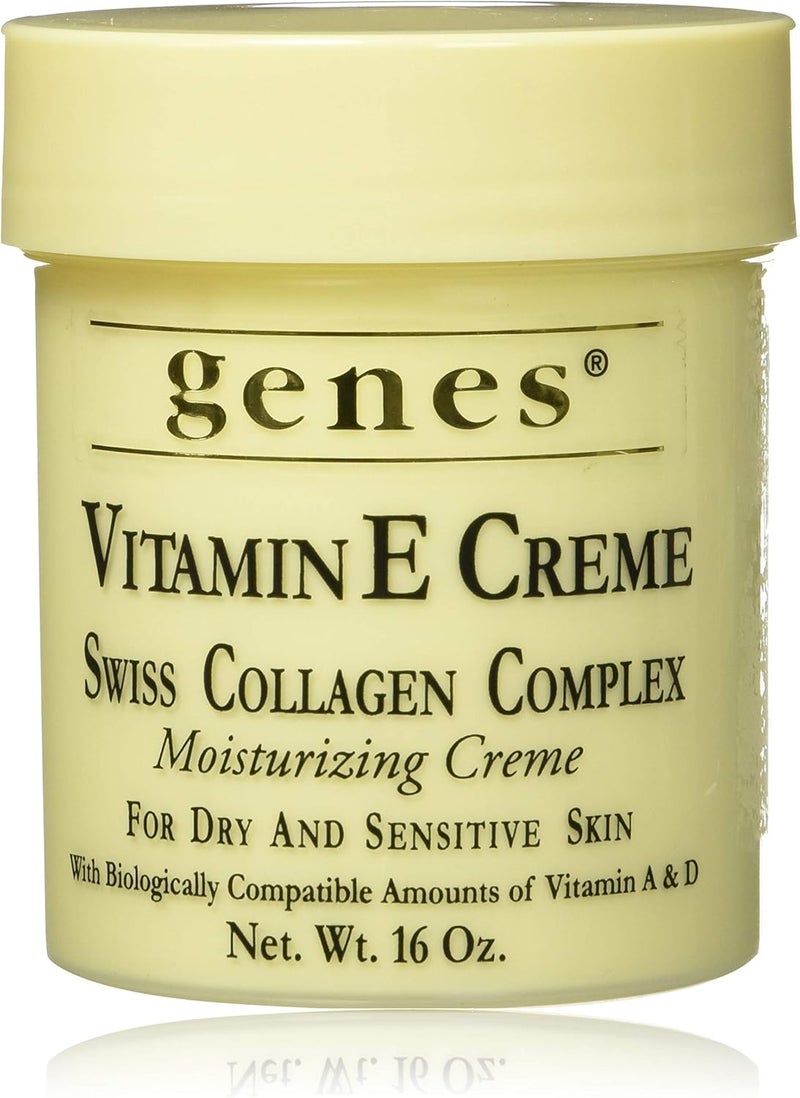 Genes Vitamin E Creme with Swiss Collagen Complex - Moisturizing Cream for Dry and Sensitive Skin, 16 oz - Image 1