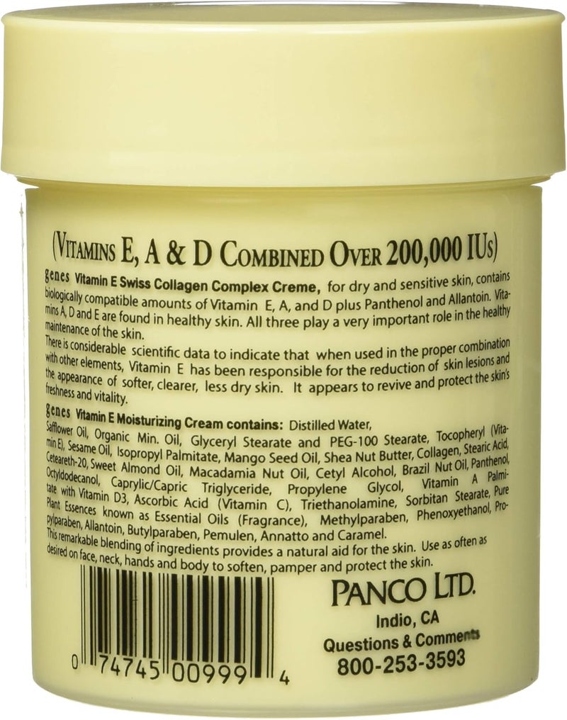 Genes Vitamin E Creme with Swiss Collagen Complex - Moisturizing Cream for Dry and Sensitive Skin, 16 oz - Image 2