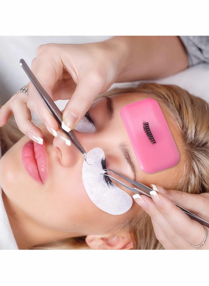 Excefore Lash Pads, 4 Pieces Eyelash Extension Holder Pallet False Lashes Holder silicone eyelash pad Grafting Gasket Pallet Tools for Fake Eyelash Glue Holder Adhesive, Pink and Transparent - Image 3