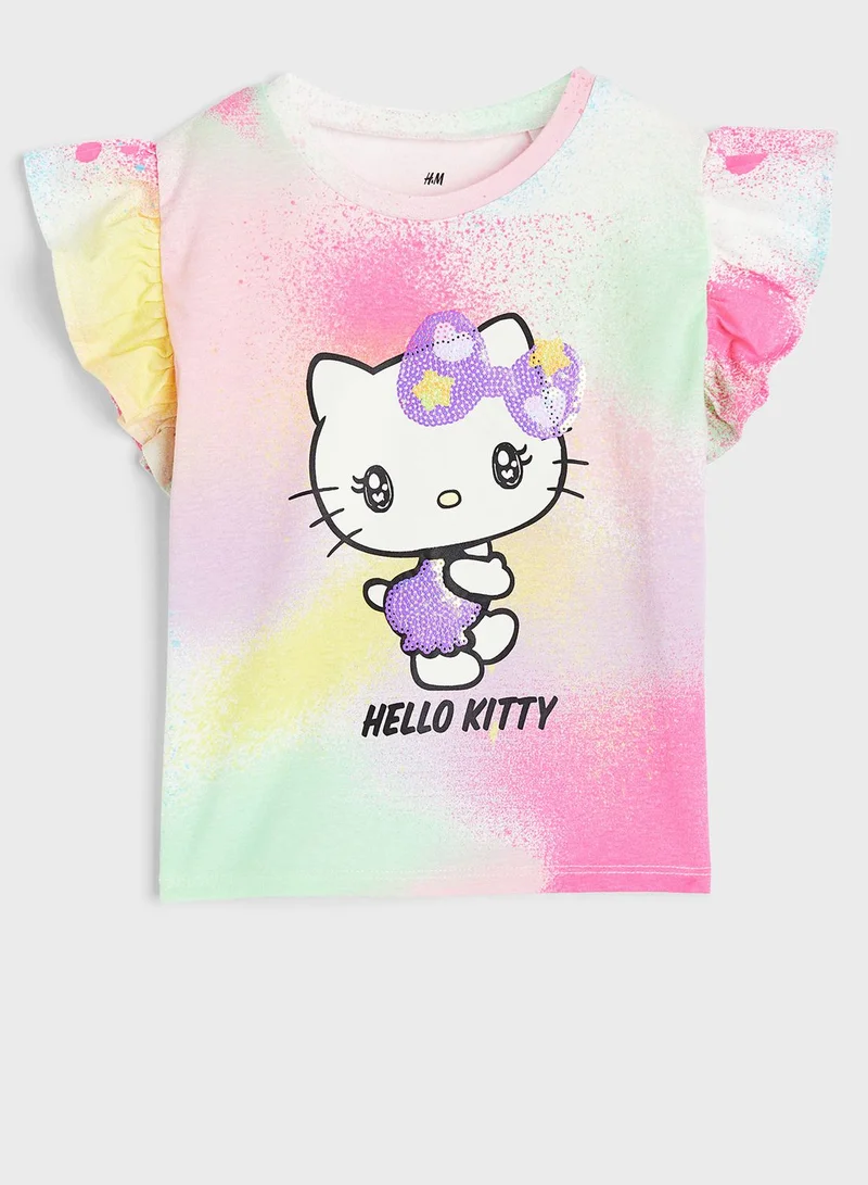 اتش اند ام Kids Cat Print Tie Dye Top