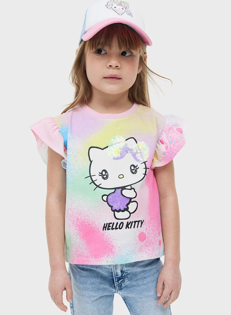اتش اند ام Kids Cat Print Tie Dye Top
