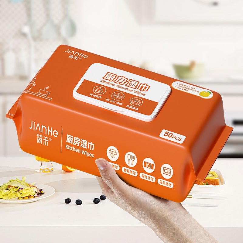 Household Kitchen Wet Tissue Paper Cleaning Degreasing Decontamination Disposable Rag Range Hood Powerful Degreasing Wet Tissue - Image 1