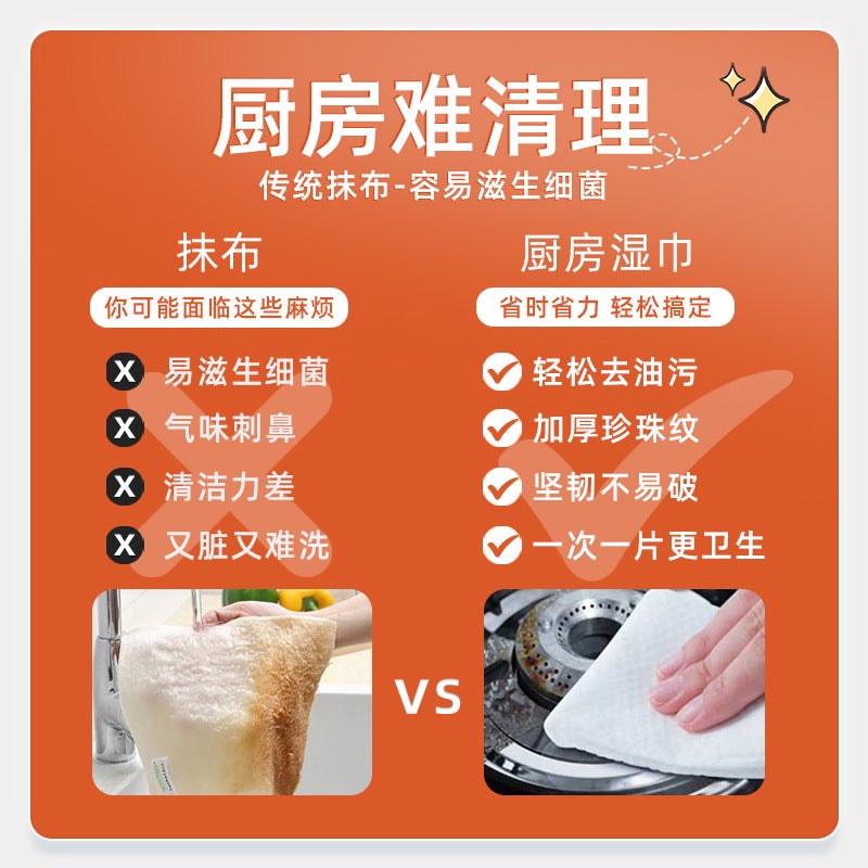 Household Kitchen Wet Tissue Paper Cleaning Degreasing Decontamination Disposable Rag Range Hood Powerful Degreasing Wet Tissue - Image 3