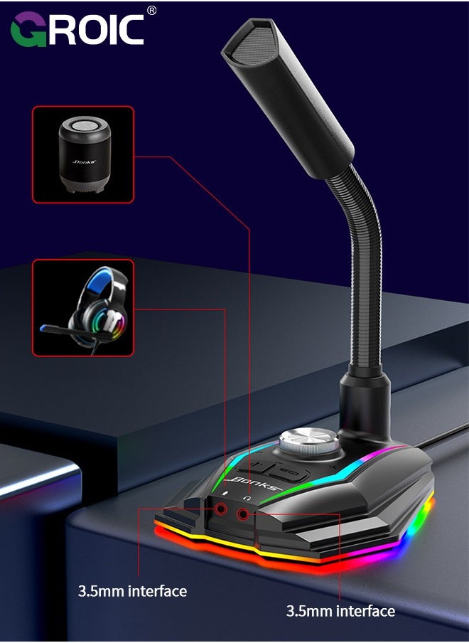 GROIC - Computer USB Microphone 3.5mm AUX Output Noise Reduction Phone Call Conference Omnidirectional Condenser Microphone - Image 1