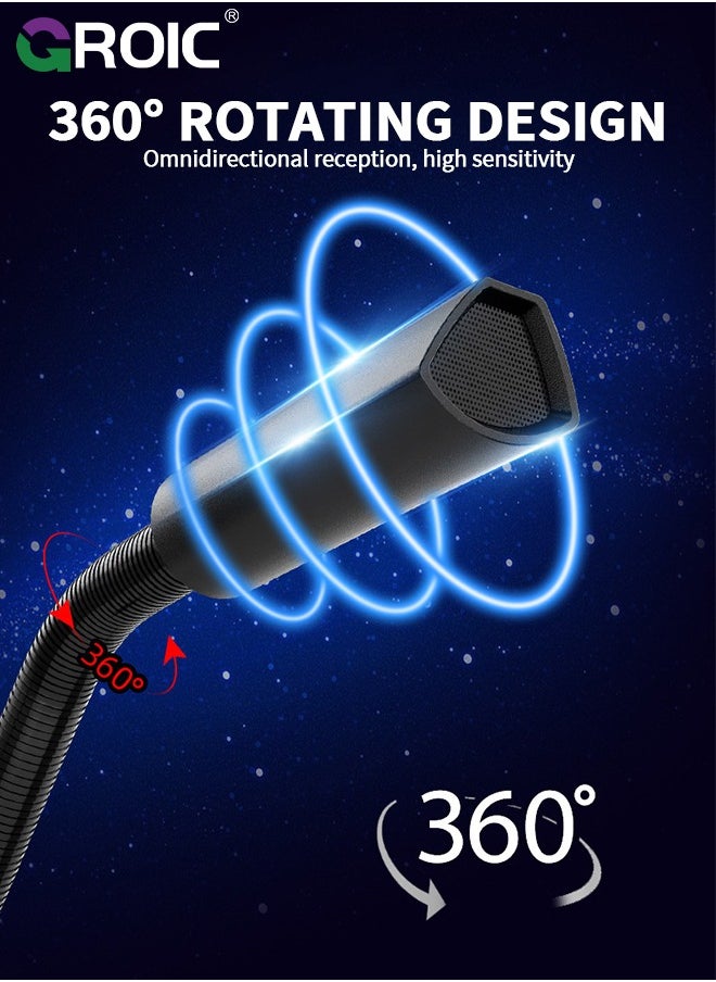 GROIC - Computer USB Microphone 3.5mm AUX Output Noise Reduction Phone Call Conference Omnidirectional Condenser Microphone - Image 1