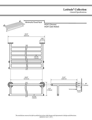 Gatco 4297 Latitude II Towel Rack 25 3/4 inch Satin Nickel/Wall Mounted Towel Rack with Towel Bar For Bathroom - Image 4