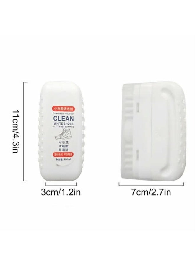 Sneaker Cleaner - White Shoe Cleaning Cream - No Wash - White Shoe Whitener + Brush + Sponge + Nylon Bristles Tool - Plastic Handle - 100ml - Image 2