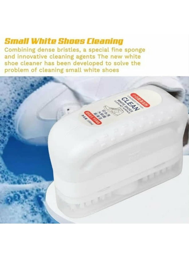 Sneaker Cleaner - White Shoe Cleaning Cream - No Wash - White Shoe Whitener + Brush + Sponge + Nylon Bristles Tool - Plastic Handle - 100ml - Image 1