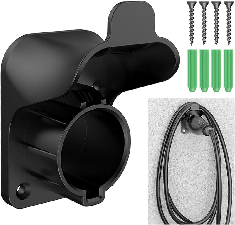 KASTWAVE EV Charger Holder, Wall Mount for Electric Car, for J1772 Charging Plug Holster, SAE Connector Organizer, Cable Management Bracket, Black - Image 1