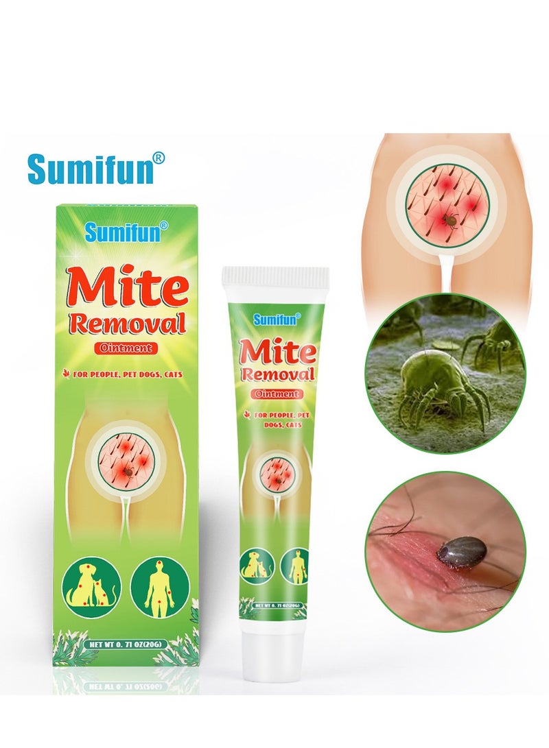 سوميفون مرهم إزالة العث للناس والكلاب والقطط، مضاد للبكتيريا ومخفف للحكة لعلاج مشاكل جلد العث، يزيل العث، يبعد الحشرات، يخفف الحكة، ينظف ويمهد البشرة، 20 جرام - Image 1
