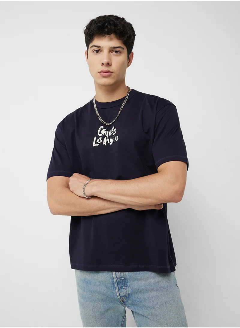 GUESS Patch At Back Crew Neck T-Shirt