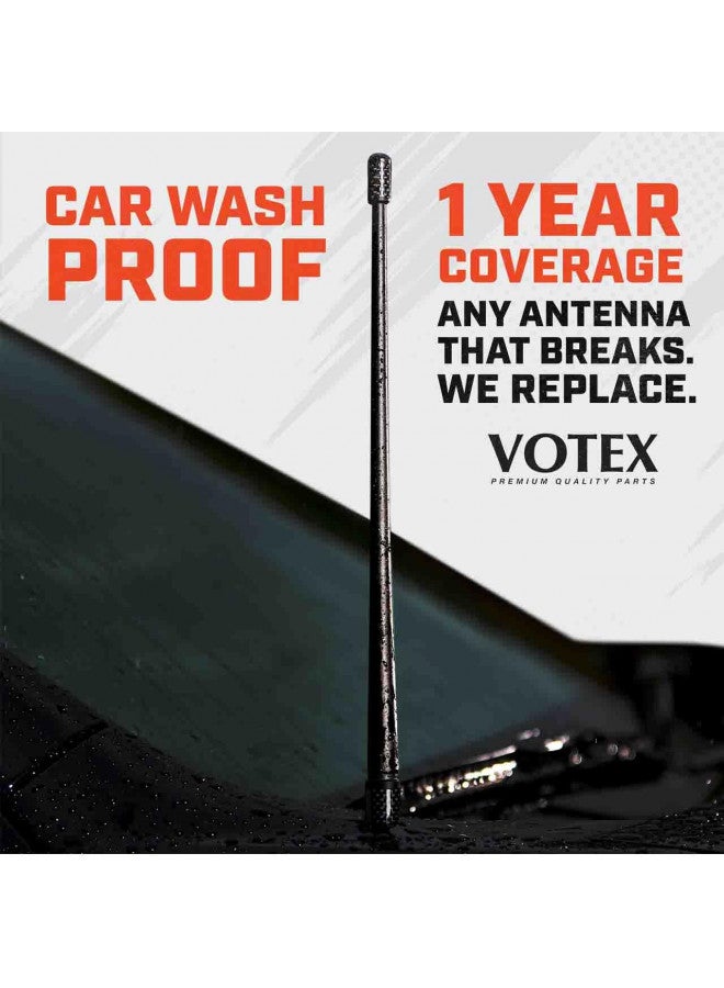 Votex - The Spartan - 13 3/4 Inch Short Flexible Rubber Antenna fits Chevrolet Silverado 1500, 2500, 3500 | GMC Sierra 1500,2500,3500 Accessories - Black Carbon Fiber Trim - Tuned Internal Copper Coil - Image 2