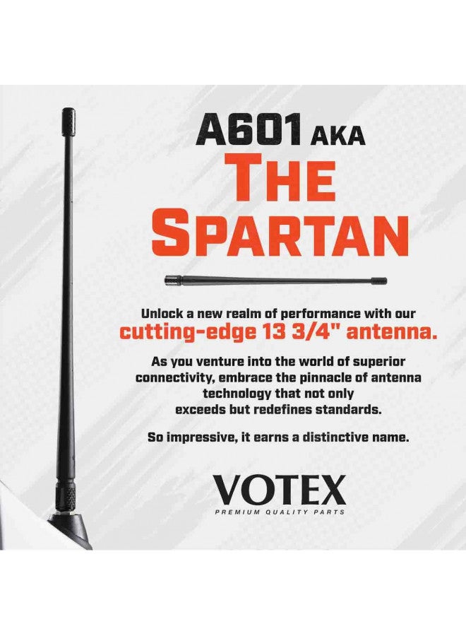 Votex - The Spartan - 13 3/4 Inch Short Flexible Rubber Antenna fits Chevrolet Silverado 1500, 2500, 3500 | GMC Sierra 1500,2500,3500 Accessories - Black Carbon Fiber Trim - Tuned Internal Copper Coil - Image 3