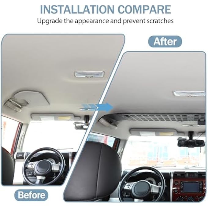 rayihni Car Front Roof Hanging Bag Rack Trim Compatible with Toyot@ FJ Cruiser 2007-2021,Inner Roof Panel Hanging Organizer Mount Holder,Cargo Hard Top Molle Panel-5PCS - Image 3