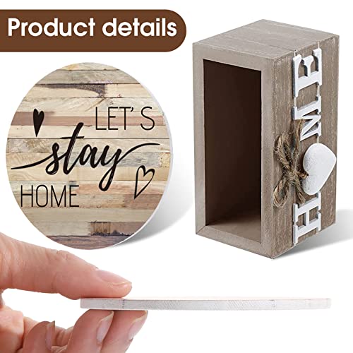 Queekay Housewarming Gifts for Home Decoration Wooden Heart Coasters for Drinks 6 Set Farmhouse Coasters with Holder Funny for Family Coffee Table Protection, 4''(Farmhouse Color) - Image 3