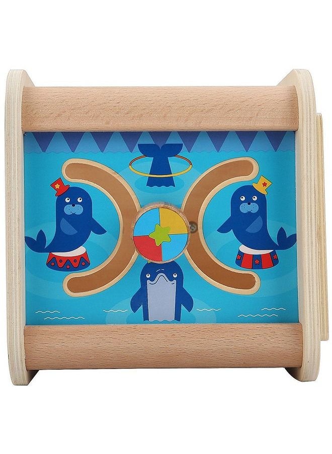 BAYBEE 5 in 1 Wooden Activity Cube for kids Beads and Maze Toys with Shape Color Sorter Clock for Toddlers Educational Montessori Learning Preschool Activity Cube Toys for Boys, Girls 1+Years  - Image 4
