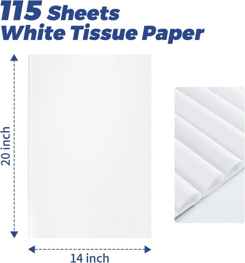 Simetufy White Tissue Paper for Gift Bags - 115 Sheets of 14 x 20 Inches Wrapping Paper - Image 3