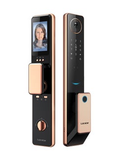 S61 3D Face Recognition Smart Door Lock with Video Doorbell, WiFi, Tuya App, Fingerprint, IC Card, Password, and Key Access - Enhanced Security for Home (Brown)