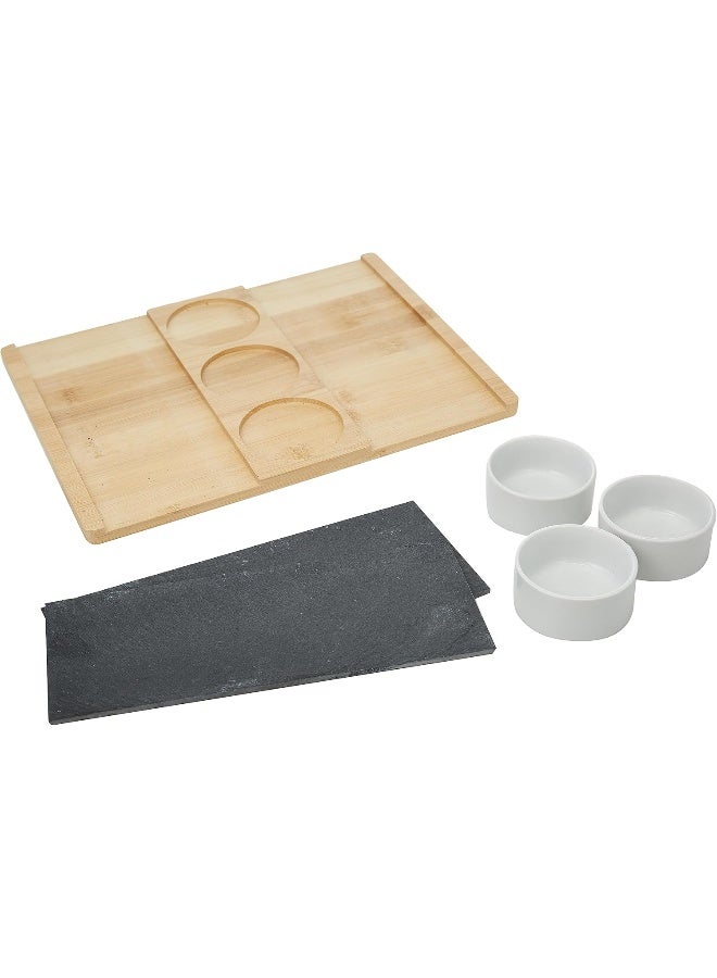 كويزين أرت طبق تقديم بامبو وأردواز من كوزين آرت مع 3 أطباق سيراميك بيضاء - Image 3