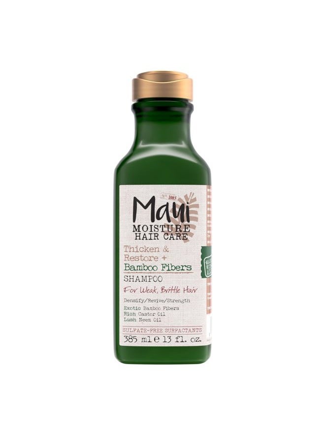 MAUI MOISTURE Thicken & Restore + Bamboo Fibers Strengthening Shampoo to Soften Transitioning or Natural Hair & Renew Brittle Hair, Vegan, Silicone & Paraben-Free, 13 fl oz  - Image 1