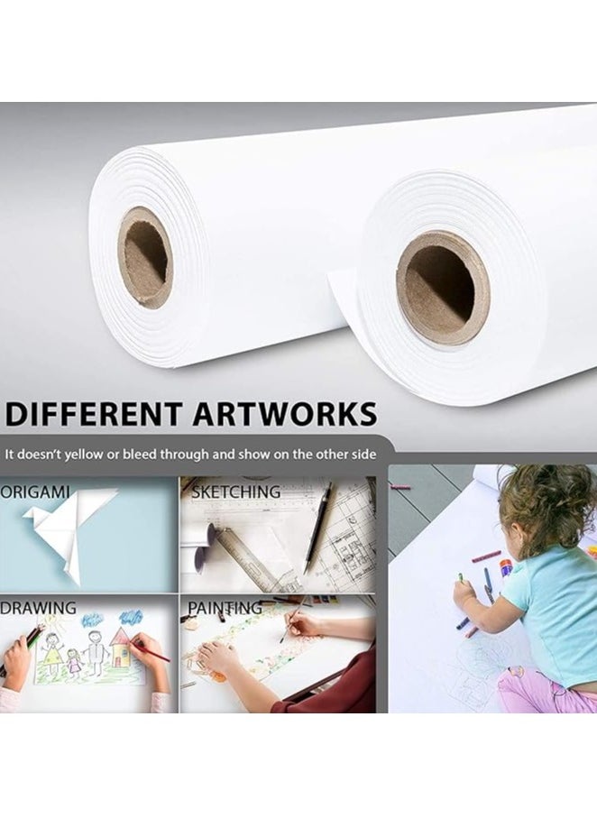 Terabyte Jumbo White Easel Drawing Paper Roll 44cm x 50meter 80gsm, Arts and Crafts Stand Rolls for Kids Students Paintings Plotter Drawings Tracings Gift Wrapping Table Cover Poster Butcher Papers  - Image 2