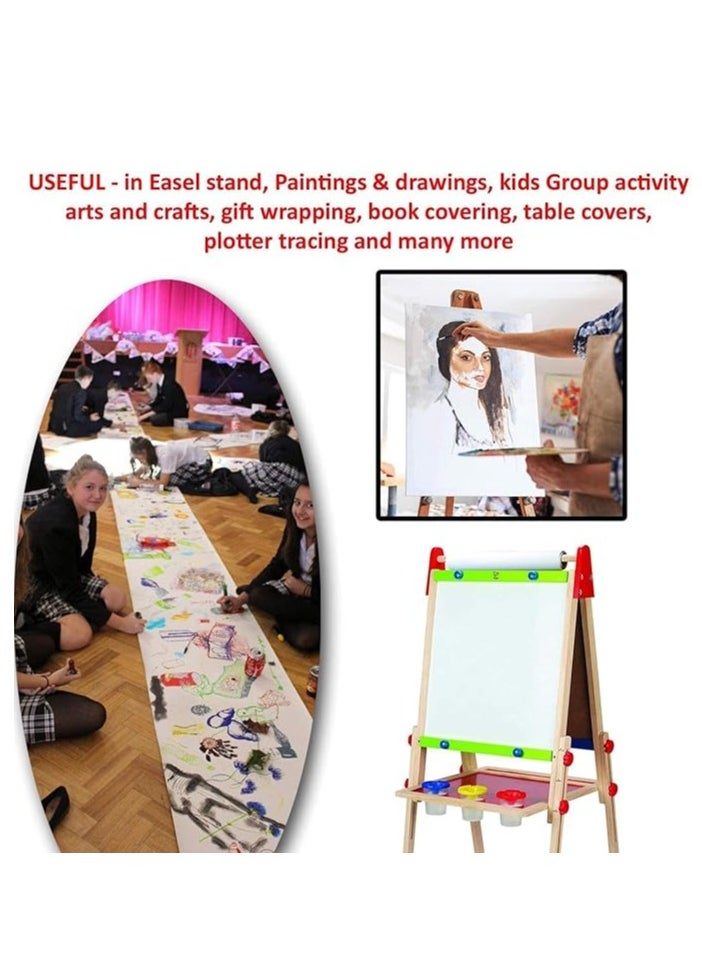 Terabyte Jumbo White Easel Drawing Paper Roll 44cm x 50meter 80gsm, Arts and Crafts Stand Rolls for Kids Students Paintings Plotter Drawings Tracings Gift Wrapping Table Cover Poster Butcher Papers  - Image 3