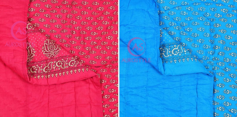 WORLDNEX 400 TC Pure Cotton Jaipuri Design Printed Light Weight Traditional Rajasthani Print Single Bed Quilt/Razai/Rajai (Design 25, Single Bed - Set of 2 Combo Set) - Image 5