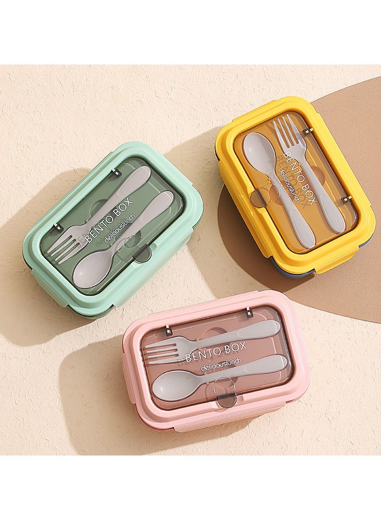 SUMAKA Lunch Box 800ml 2 Compartments Student Sealed Adult With Spoon And Fork Leak Proof Microwavable - Image 3