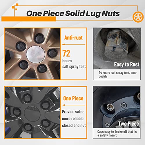 MIKKUPPA Black 9/16"-18 Lug Nuts, Replacement for 2006-2010 Dodge Dakota, 2004-2009 Durango, 2002-2010 Ram 1500 OEM Factory Wheels, 7/8" Hex 1.54" Hight 1.2" Wide One-Piece Tire Nuts - Image 4