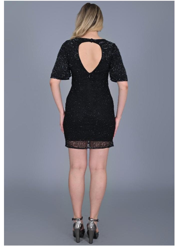 GATSBYLADY LONDON - Portio Black 1920s Vintage Inspired Great Gatsby Art Deco Charleston Swing Fringe Wedding Guest Bridesmaids Dress - Image 1