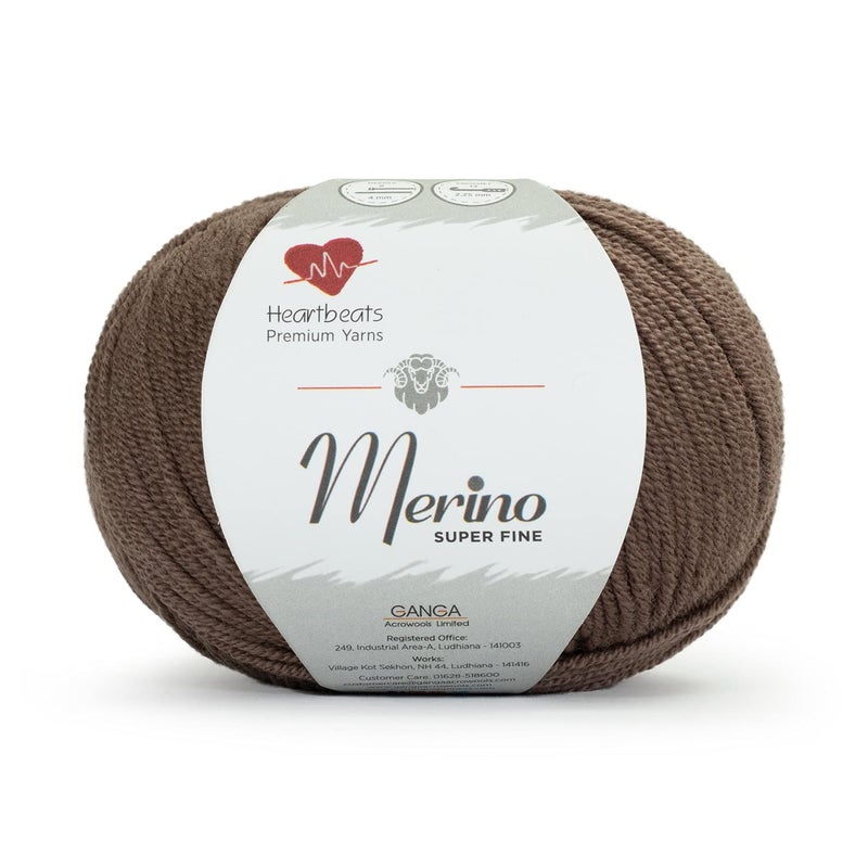 Heartbeats Merino Superfine,is 100% Pure New Wool Mark Certified. Oekotex Class 1 Certified. Pack of 2 Balls-50Gm Each. MSF9 Light Brown - Image 1