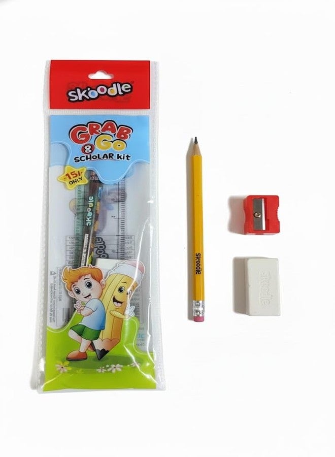 SKOODLE Grab & Go Scholar Kit, Student Stationery Set with Essential Writing Tools, Multi-Colour, Pack of 20 Educational Supply Kits for School Children - Image 2