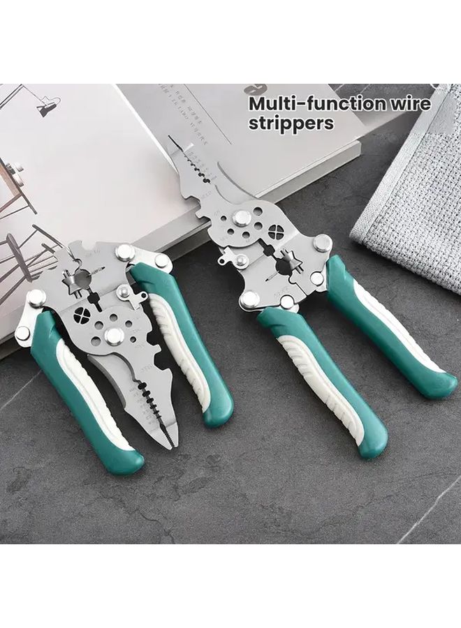 كماشة تجريد الأسلاك الثقيلة القابلة للطي متعددة الوظائف مع وظائف الكبس والقطع ومفتاح الربط - Image 2