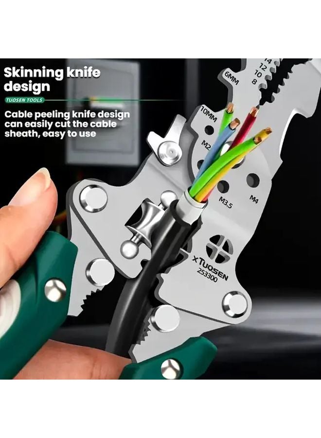 كماشة تجريد الأسلاك الثقيلة القابلة للطي متعددة الوظائف مع وظائف الكبس والقطع ومفتاح الربط - Image 4