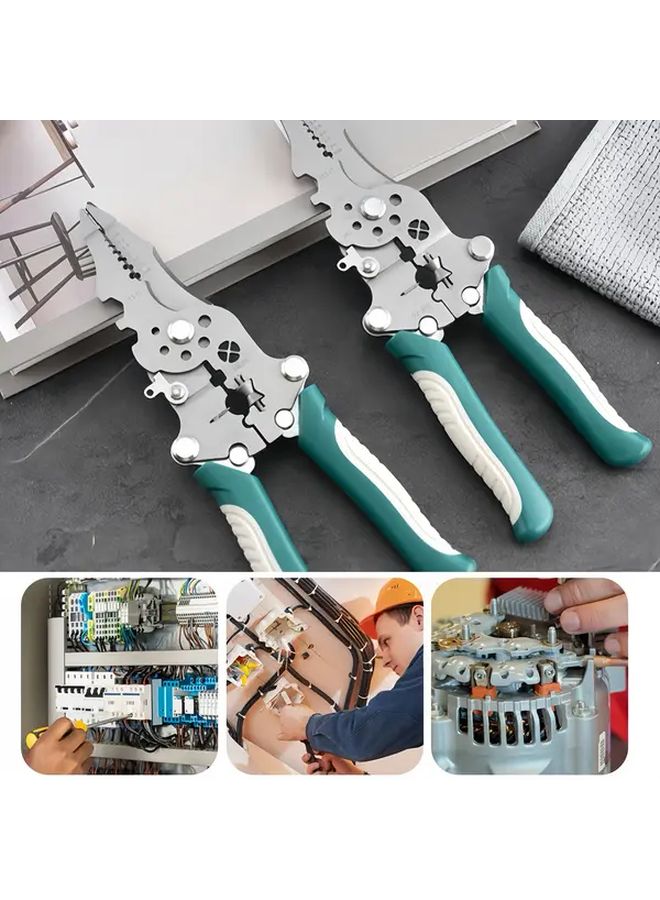 كماشة تجريد الأسلاك الثقيلة القابلة للطي متعددة الوظائف مع وظائف الكبس والقطع ومفتاح الربط - Image 5