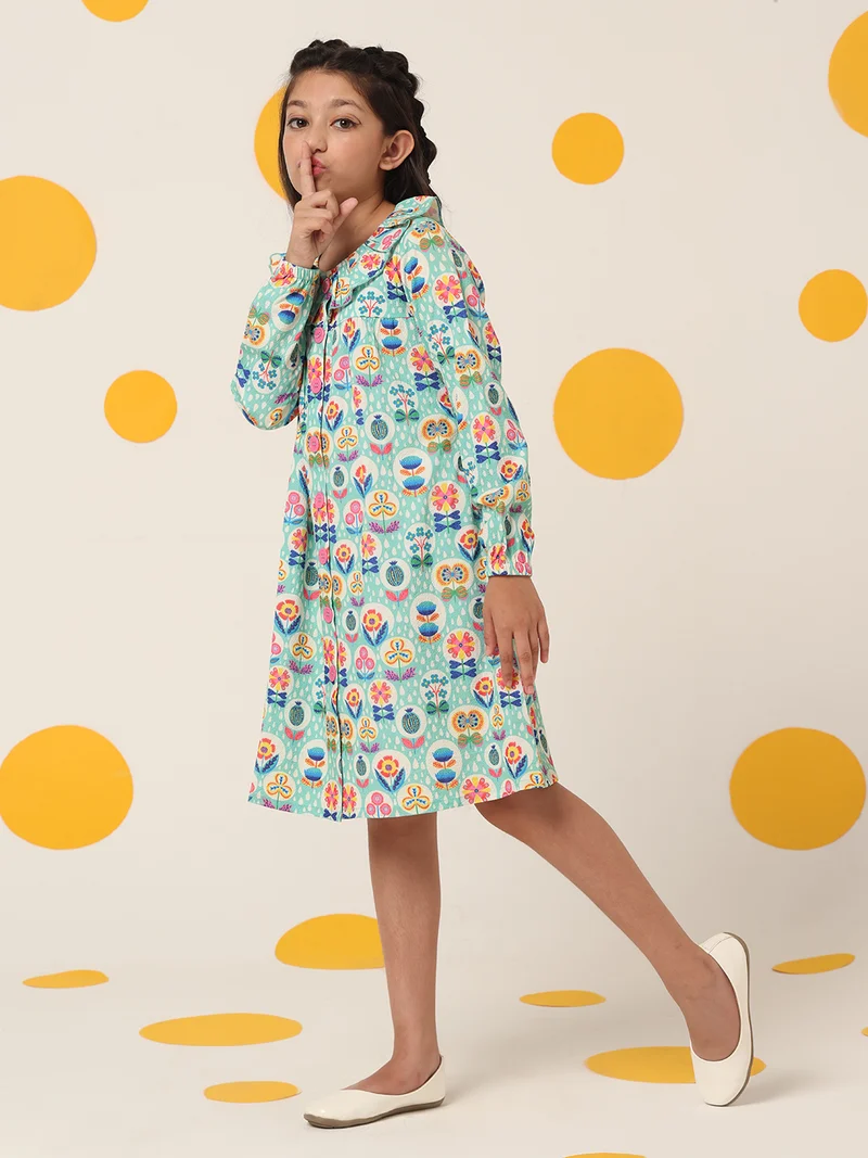 Cherry & Jerry Cherry & Jerry Printed Seersucker Knee Length A-line Dress