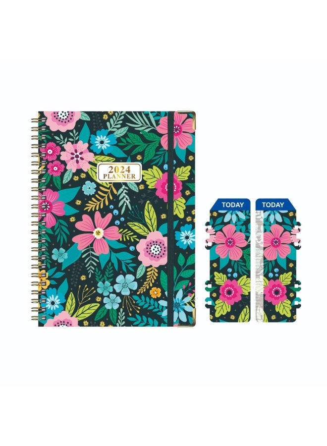 بيوينتي مخطط أسبوعي وشهري لعام ٢٠٢٤، يناير - ديسمبر، غلاف غير لامع، سلكي، غلاف مقوى، مخطط أهداف ورؤية السنة التقويمية - منظم أجندة شهري/أسبوعي، ملون، A01 - Image 1