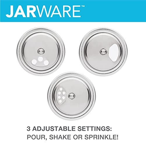 Jarware Stainless Steel Spice Shaker, Wide Mouth Mason Jar Spice Lid - Image 3