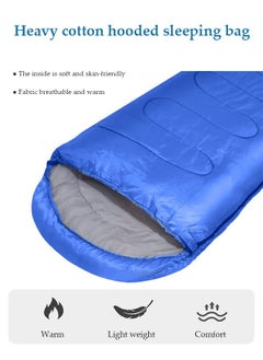 DUNISO Sleeping Bag,Hooded Single Sleeping Bag,Lightweight Outdoor Camping Equipment with Compression Sack Cotton Hollow Filled for Backpacking/Hiking/Naturehike/Camping/Mountaineering with Compression Sack(blue)  - Image 4