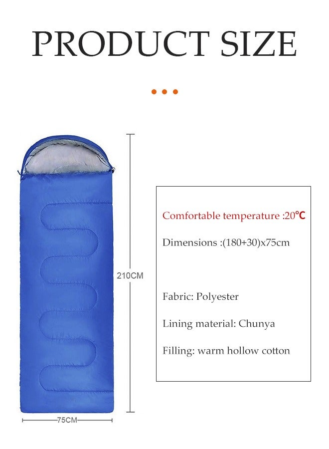 DUNISO Sleeping Bag,Hooded Single Sleeping Bag,Lightweight Outdoor Camping Equipment with Compression Sack Cotton Hollow Filled for Backpacking/Hiking/Naturehike/Camping/Mountaineering with Compression Sack(blue)  - Image 2