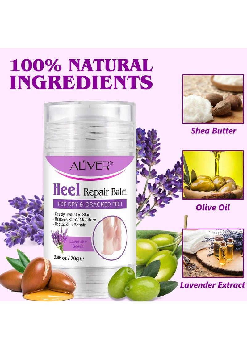 ALIVER 70g Cracked Heel Repair Balm Lavender Scent Foot Cream for Cracked Heels and Dry Skin Cracked Heel Repair Balm with Shea Butter & Olive Oil Hydrates and Softens Dry Feet  - Image 3